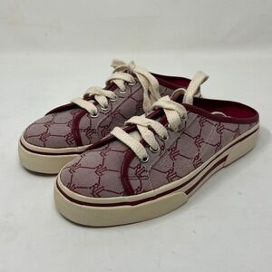 Ralph Lauren Cissy‎ Red Signature Fabric Mule Sneaker Women's Size 7.5B VTG NEW